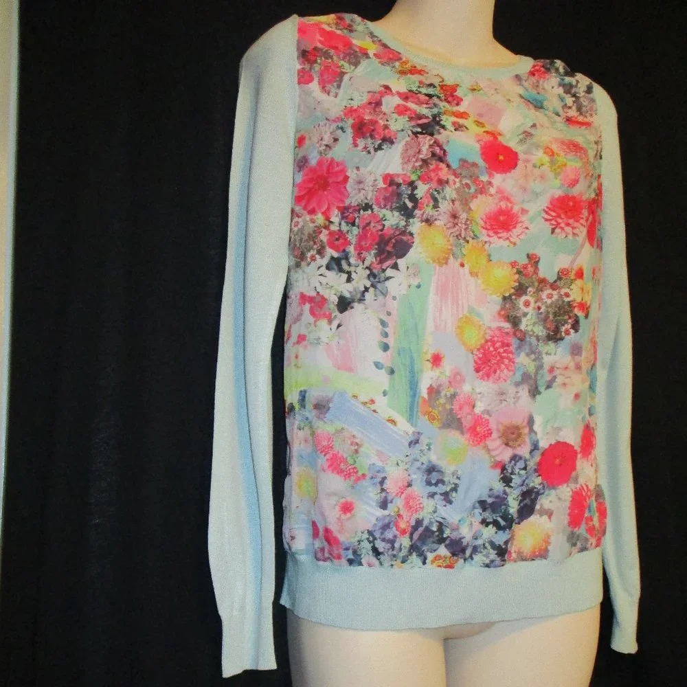 H & M Multicolored Long Sleeves Pullover Floral Top - Picture 11 of 15